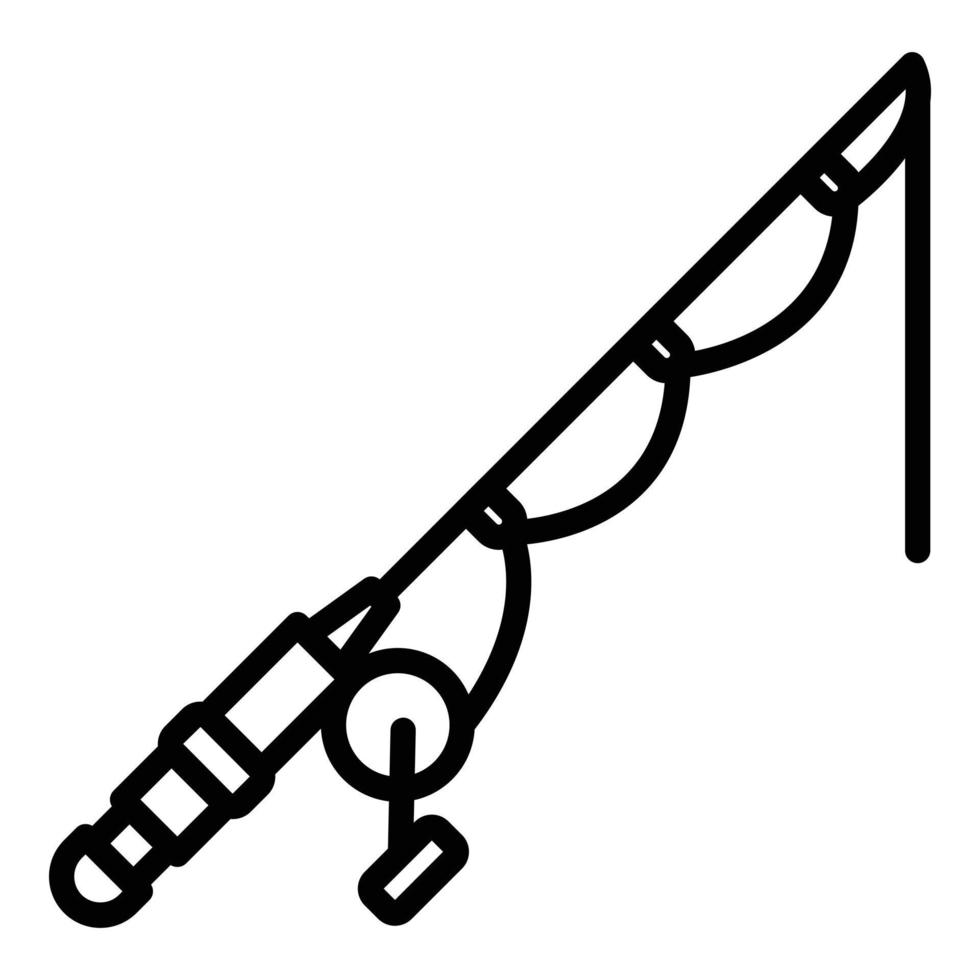 ícone da vara de pescar, estilo de estrutura de tópicos vetor