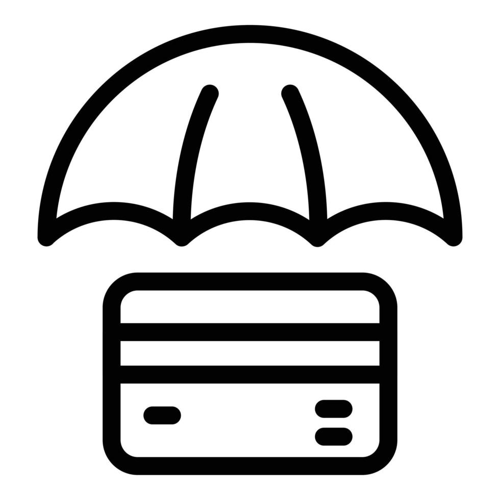 ícone de cartão bancário protegido, estilo de estrutura de tópicos vetor