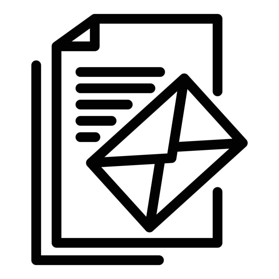 ícone de papel de correio, estilo de estrutura de tópicos vetor