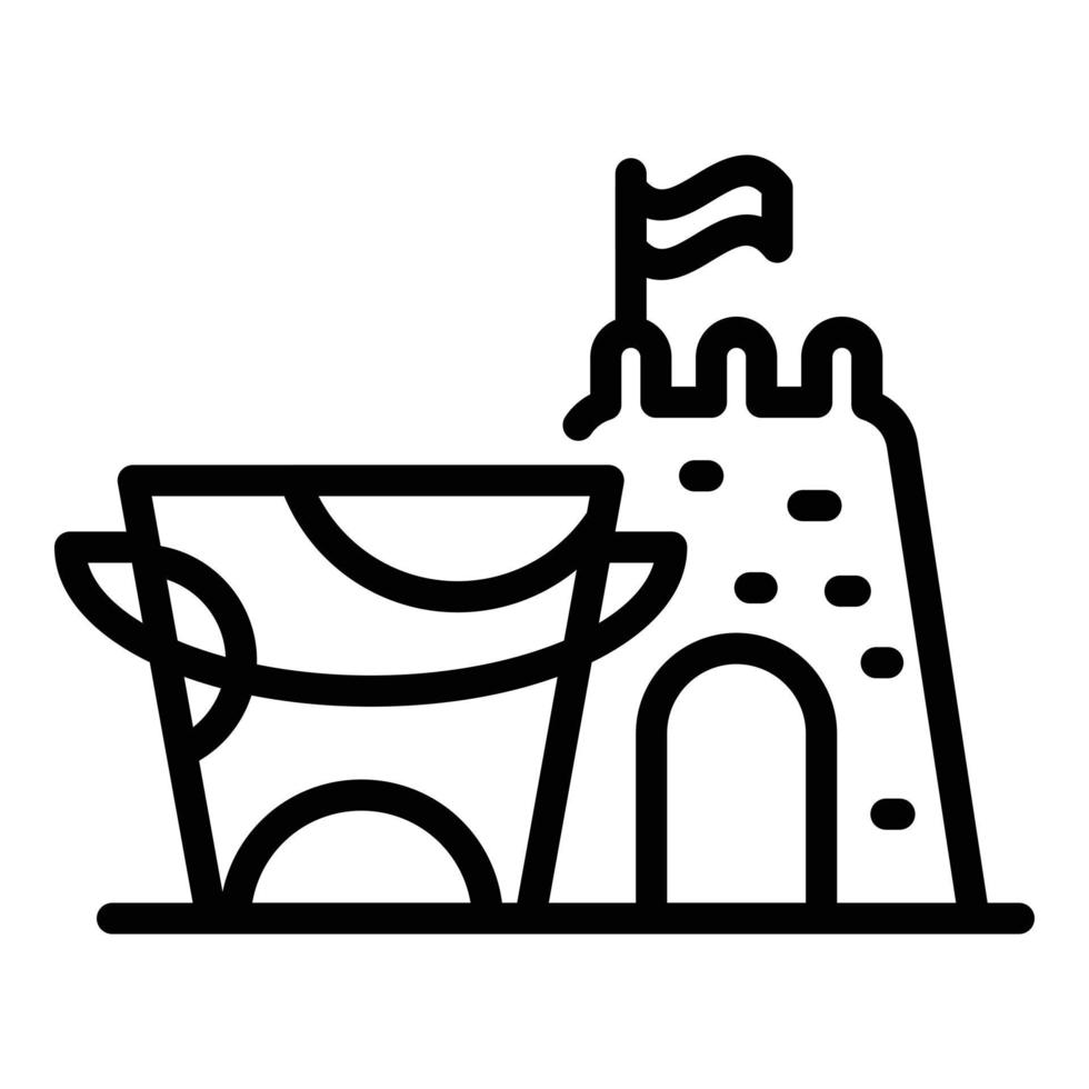 ícone do castelo de balde de areia, estilo de estrutura de tópicos vetor
