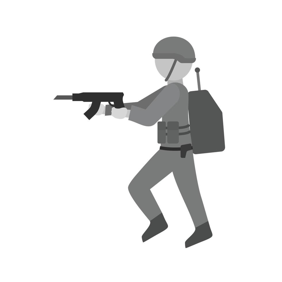 soldado do exército plana ícone em tons de cinza vetor