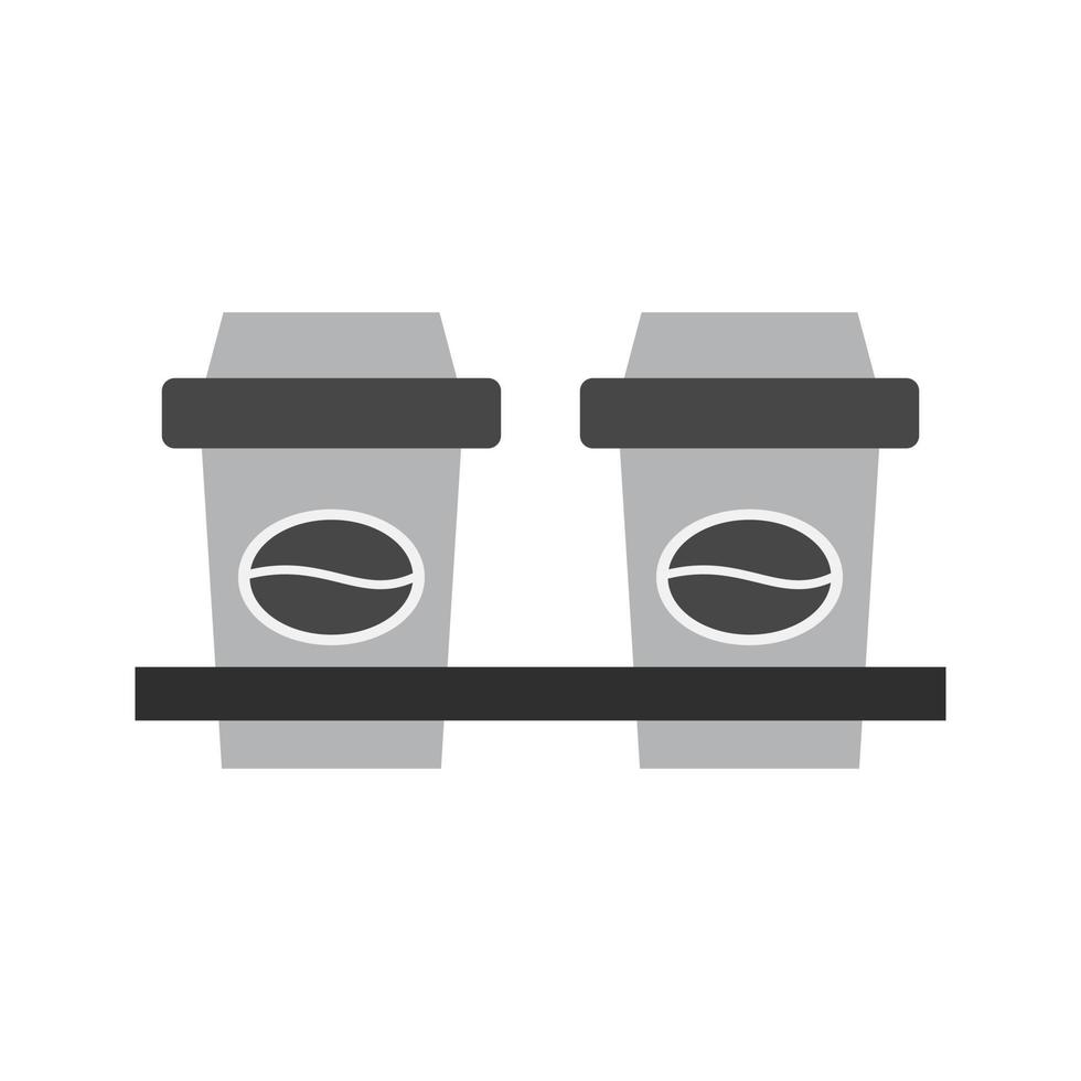 ícone plano em escala de cinza de dois cafés vetor