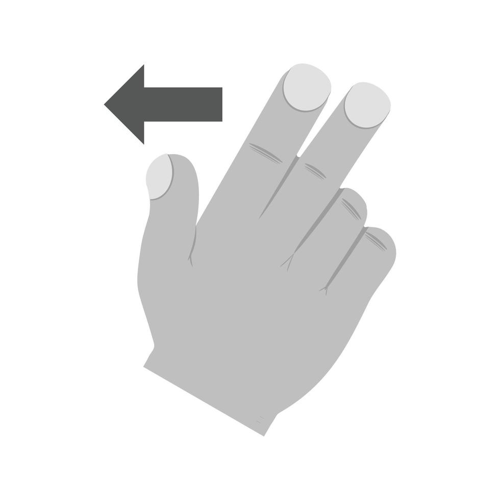 dois dedos à esquerda ícone plano em escala de cinza vetor