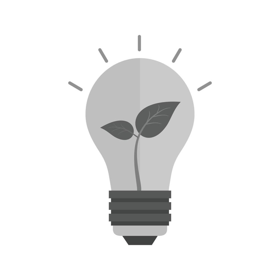 ícone de escala de cinza plano de lâmpada ecológica vetor