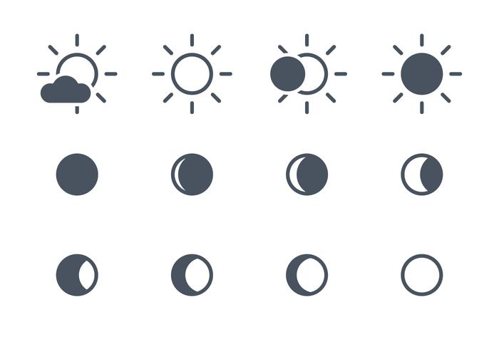 Ícones solares e lua vetor