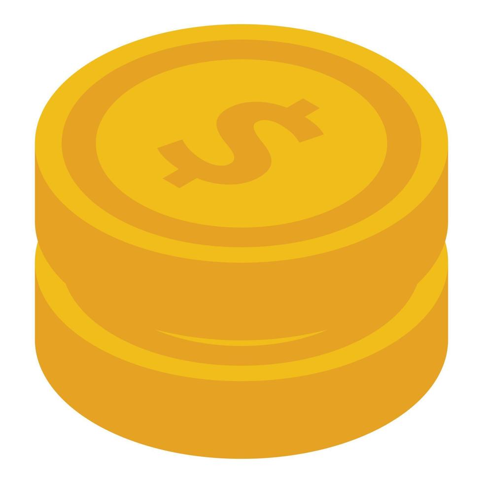 ícone de pilha de moedas de dólar, estilo isométrico vetor