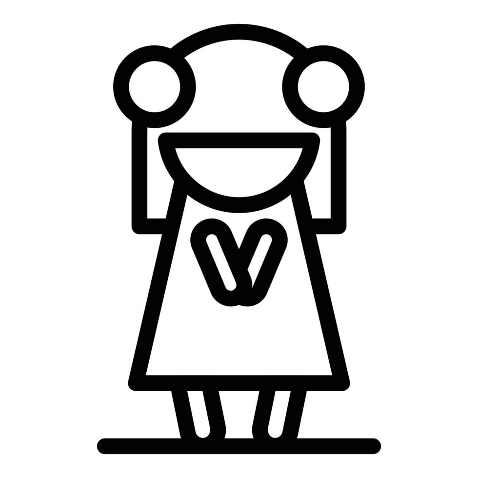 ícone de boneca fofa, estilo de estrutura de tópicos vetor