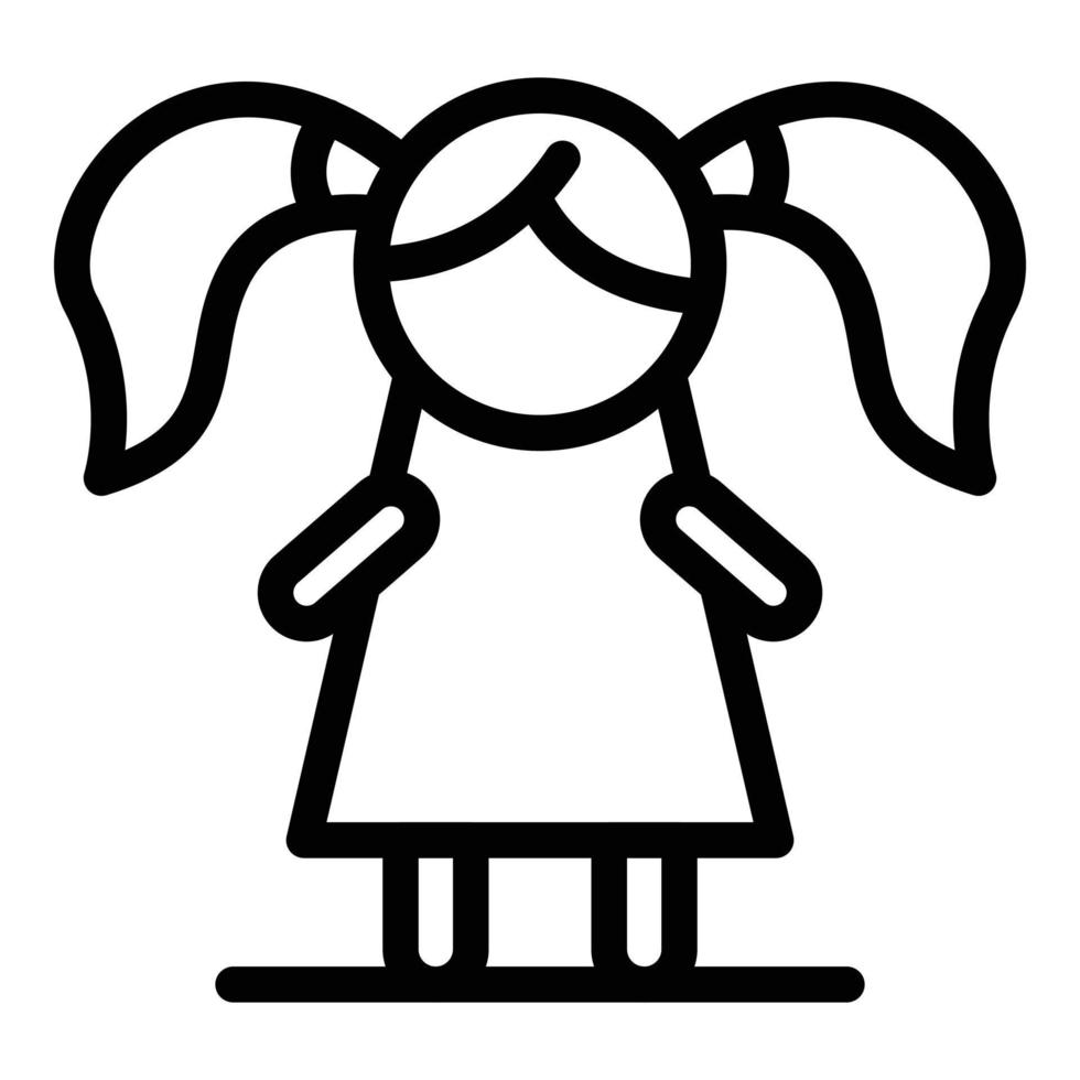 ícone de boneca de estilo de cabelo, estilo de estrutura de tópicos vetor