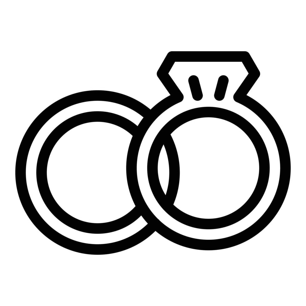 ícone de anéis de casamento, estilo de estrutura de tópicos vetor