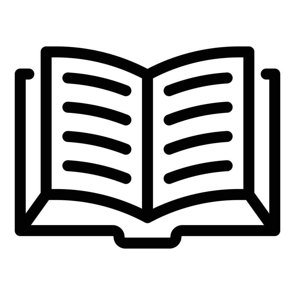 ícone de livro grosso aberto, estilo de estrutura de tópicos vetor