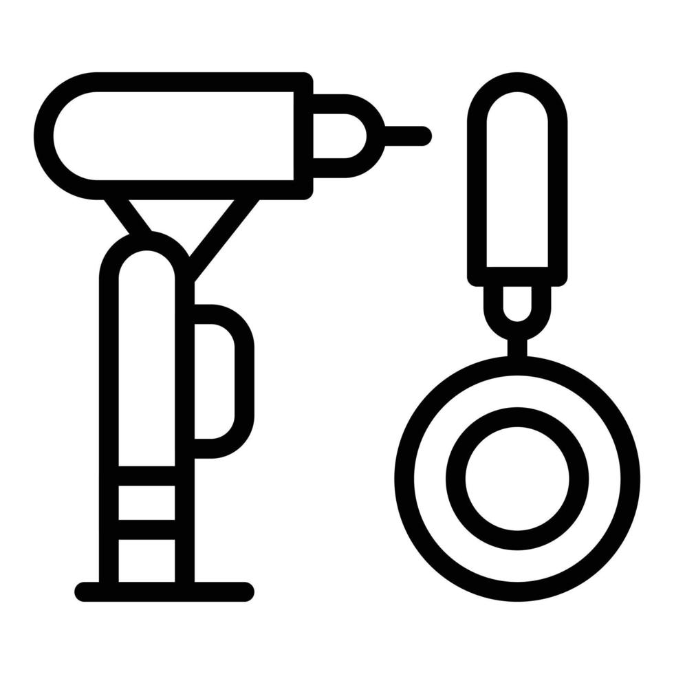 broca de dentista e ícone de espelho, estilo de estrutura de tópicos vetor