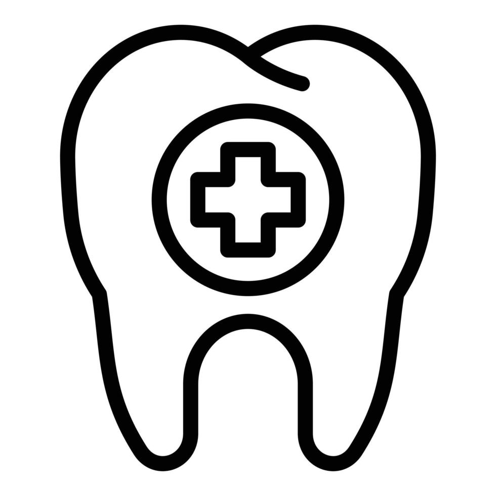 cruz médica no ícone do dente, estilo de estrutura de tópicos vetor