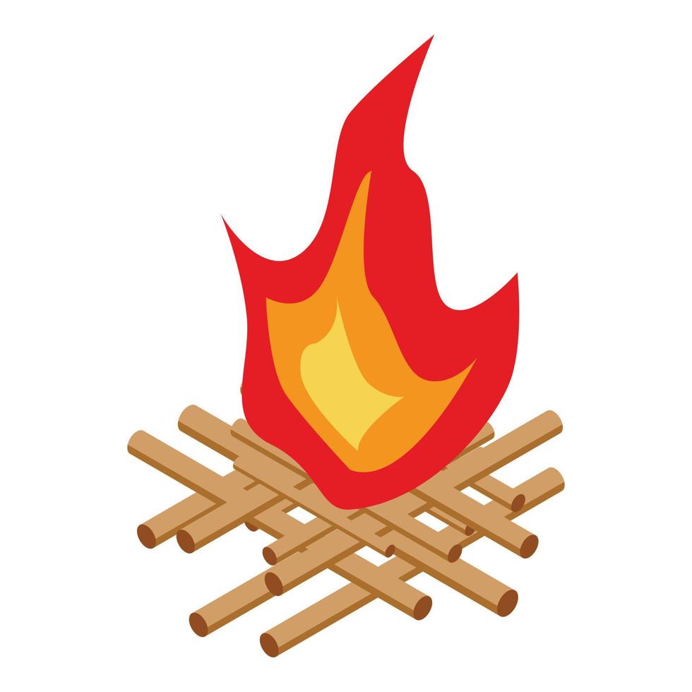 ícone de fogueira à noite, estilo isométrico vetor