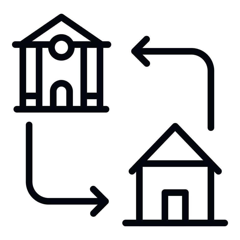 ícone de acomodação de hipoteca, estilo de estrutura de tópicos vetor