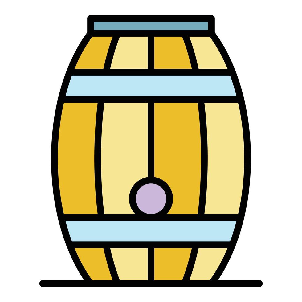 vetor de contorno de cor de ícone de barril de uísque de madeira