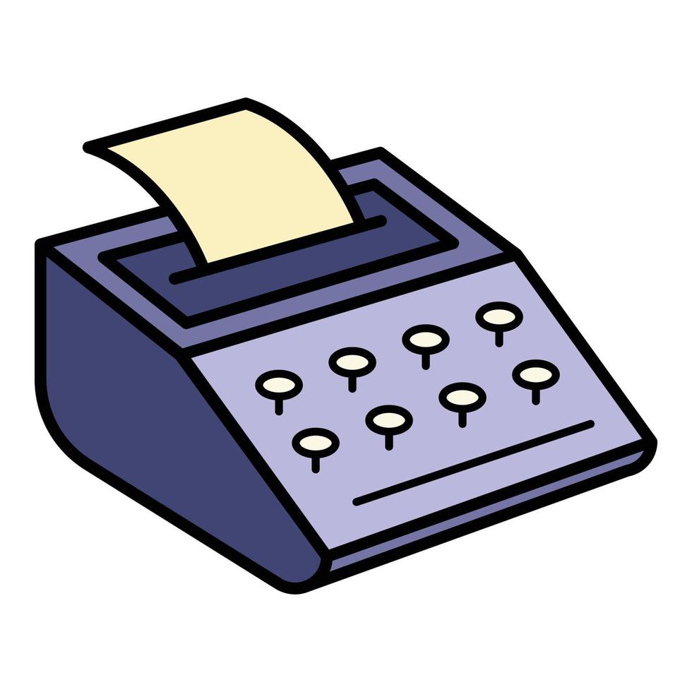 vetor de contorno de cor de ícone de máquina de escrever retrô