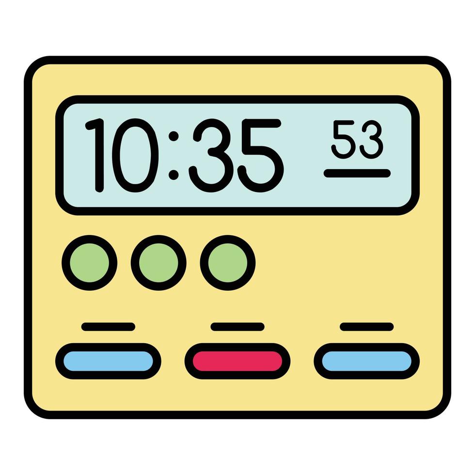 vetor de contorno de cor de ícone de relógio digital de quarto