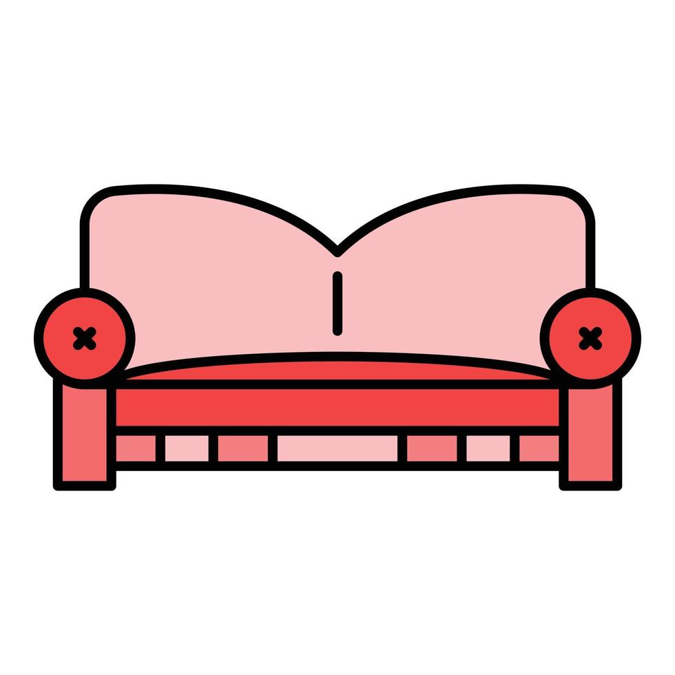 vetor de contorno de cor de ícone de sofá de travesseiro