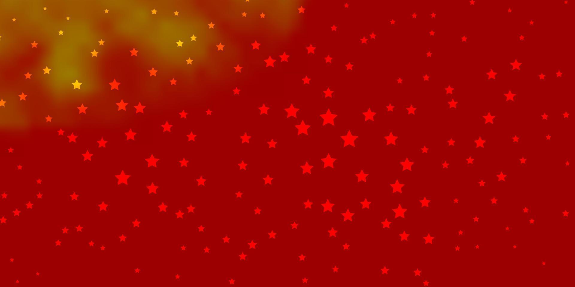 layout de vetor vermelho e amarelo escuro com estrelas brilhantes.