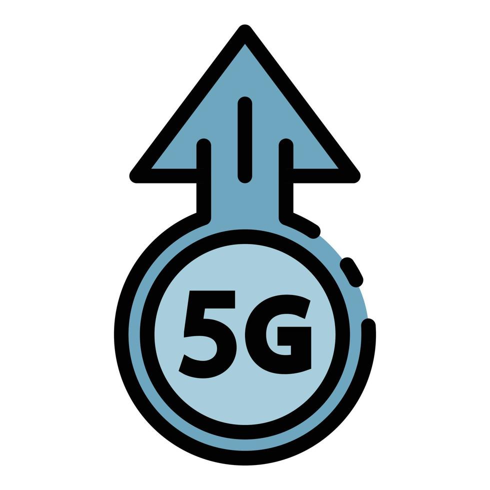 vetor de contorno de cor de ícone de velocidade 5g