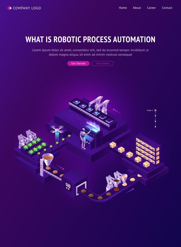 página de destino isométrica de tecnologias de automação vetor