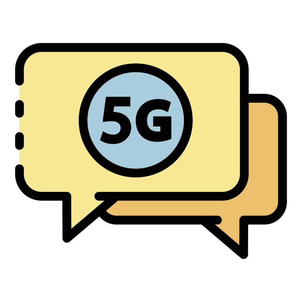 vetor de contorno de cor de ícone de bolhas de bate-papo 5g