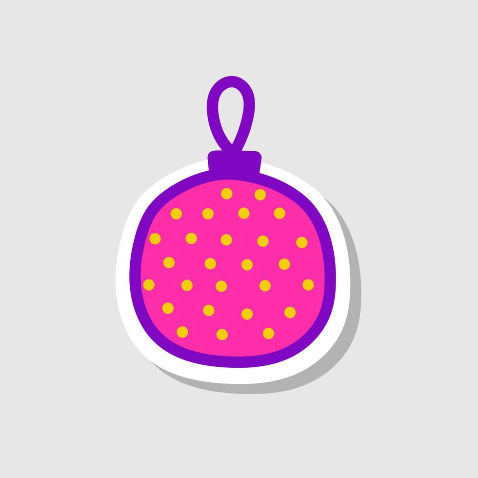 bola rosa de natal. mão desenhada ilustração. design de impressão de etiqueta. decoração de ano novo. decoração de feriado vetor