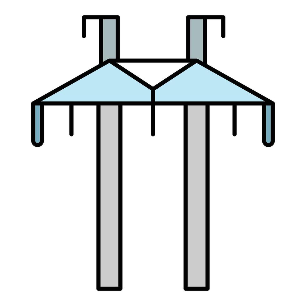 vetor de contorno de cor de ícone de torre elétrica de fio