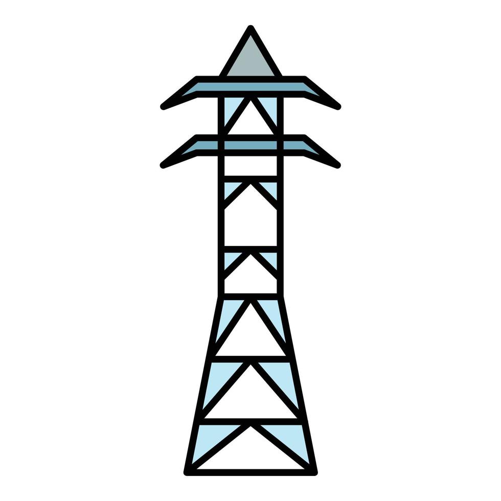 vetor de contorno de cor de ícone de torre elétrica de aço