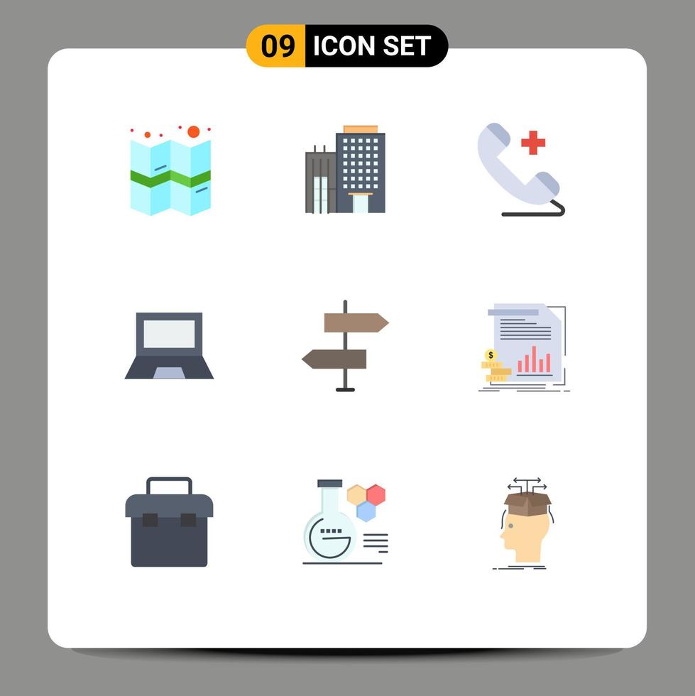 pacote de interface do usuário de 9 cores planas básicas de dispositivos de hardware de telefone portátil de setas elementos de design vetorial editáveis vetor