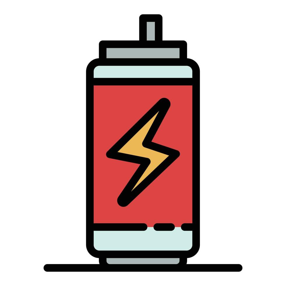 vetor de contorno de cor de ícone de lata de bebida energética
