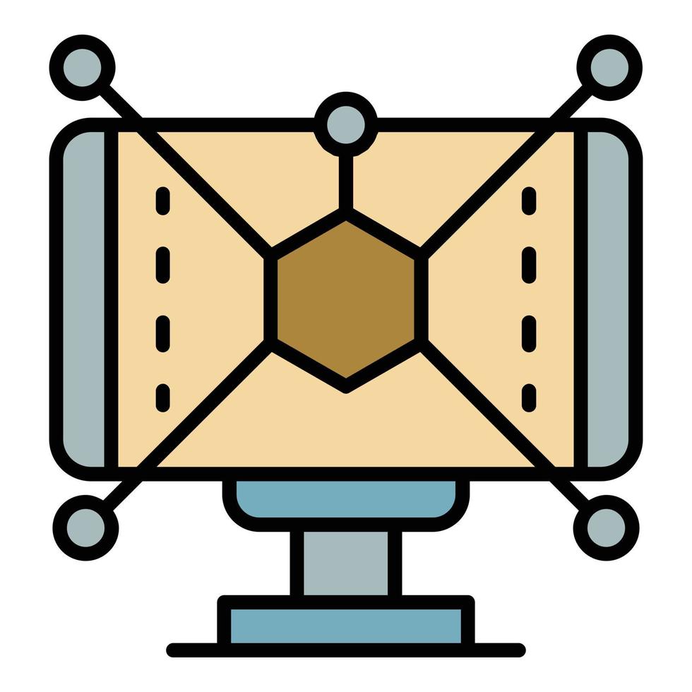 vetor de contorno de cor de ícone de aprendizado interativo na web