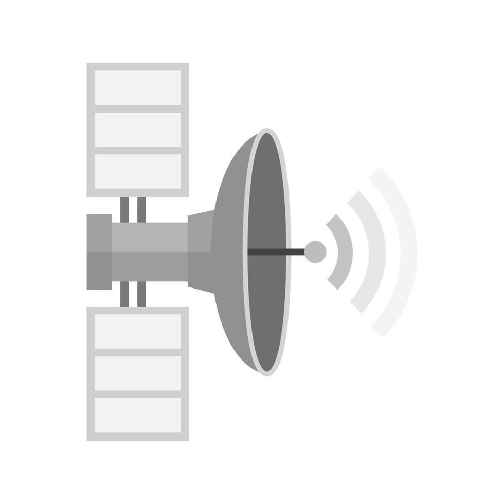 ícone plano de satélite em escala de cinza vetor
