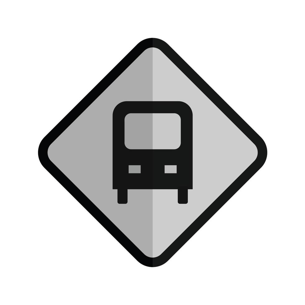 sinal de parada de ônibus ícone plano em tons de cinza vetor