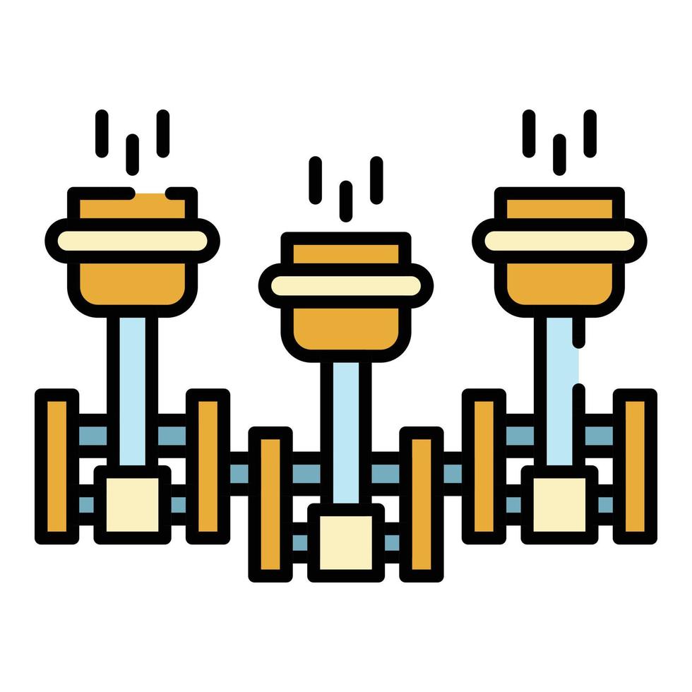 vetor de contorno de cor de ícone de pistão de motor