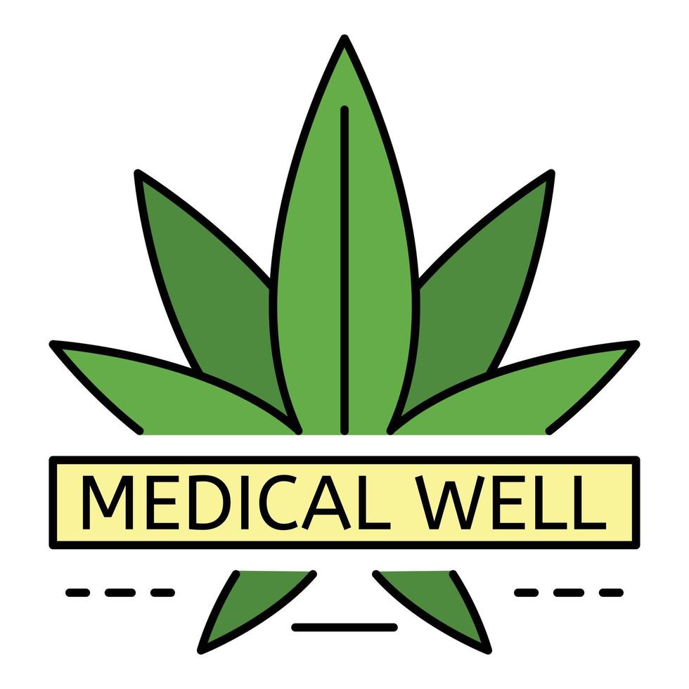 logotipo de poço médico de cannabis, estilo de estrutura de tópicos vetor