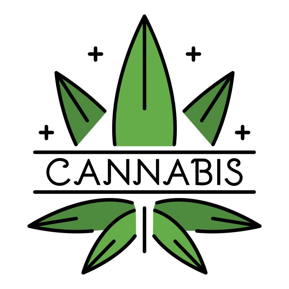 logotipo de folha ecológica de cannabis, estilo de contorno vetor