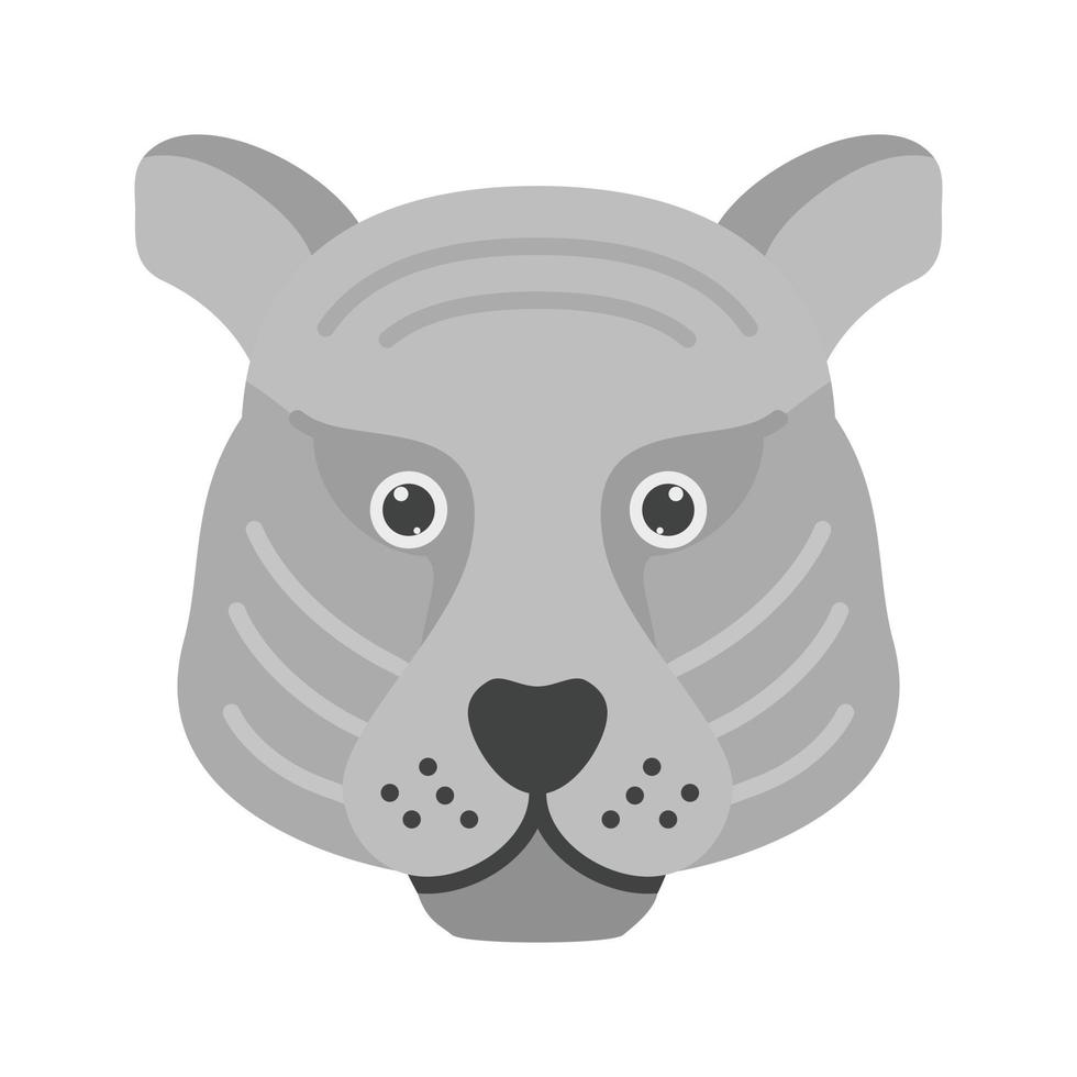 ícone de escala de cinza plano de rosto de tigre vetor