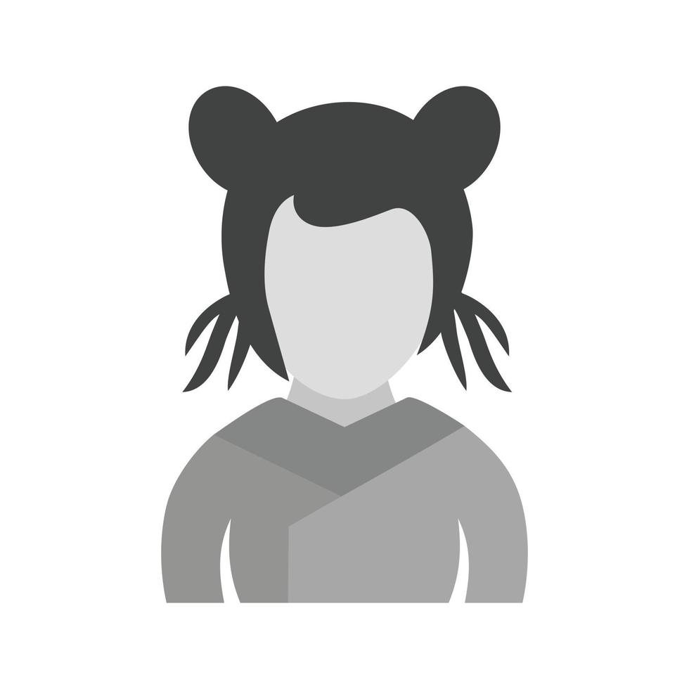 ícone de escala de cinza plana de garota asiática vetor