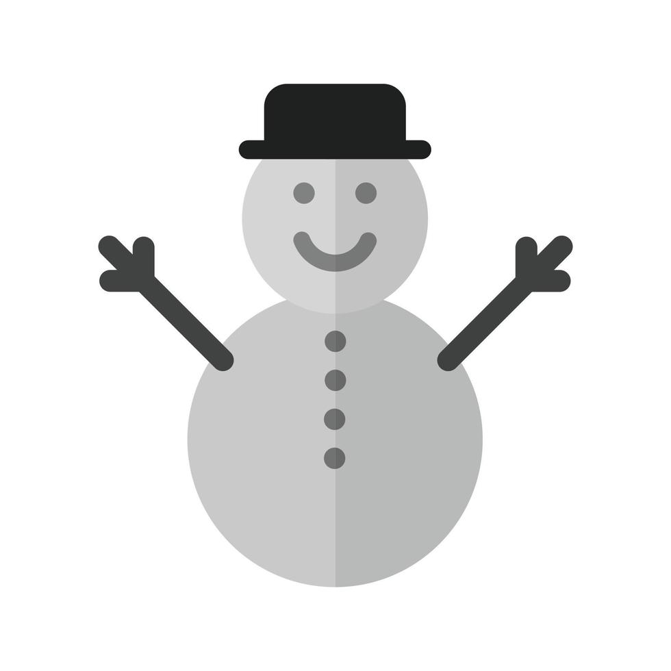 boneco de neve plana ícone em tons de cinza vetor