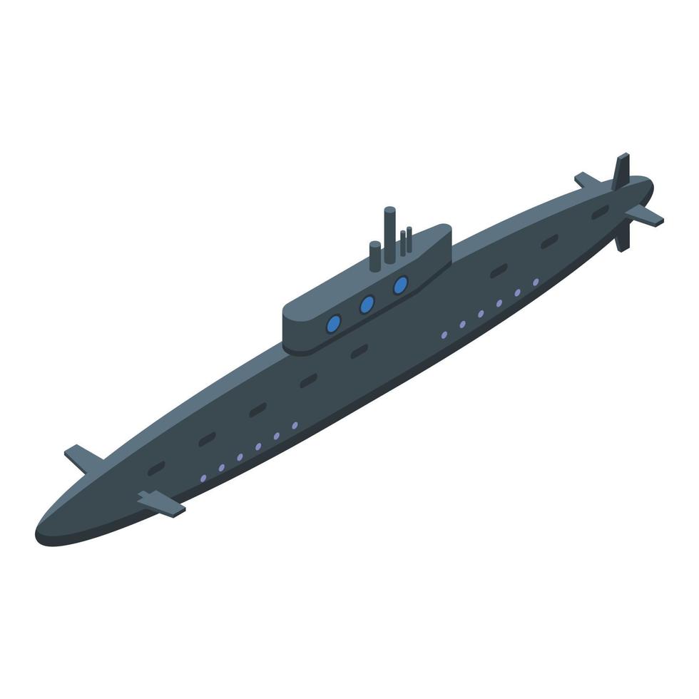 ícone submarino militar, estilo isométrico vetor