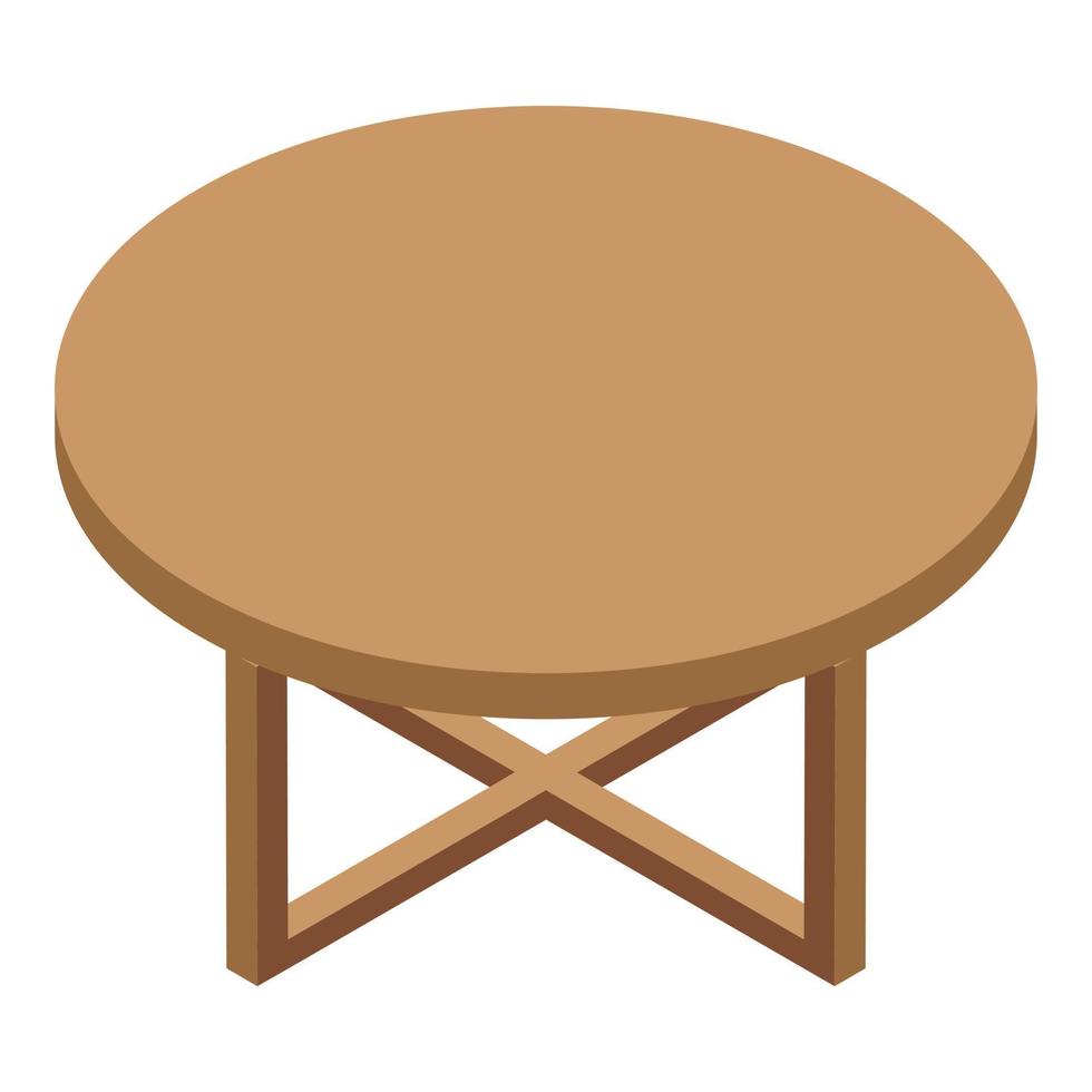 ícone de mesa de madeira redonda, estilo isométrico vetor