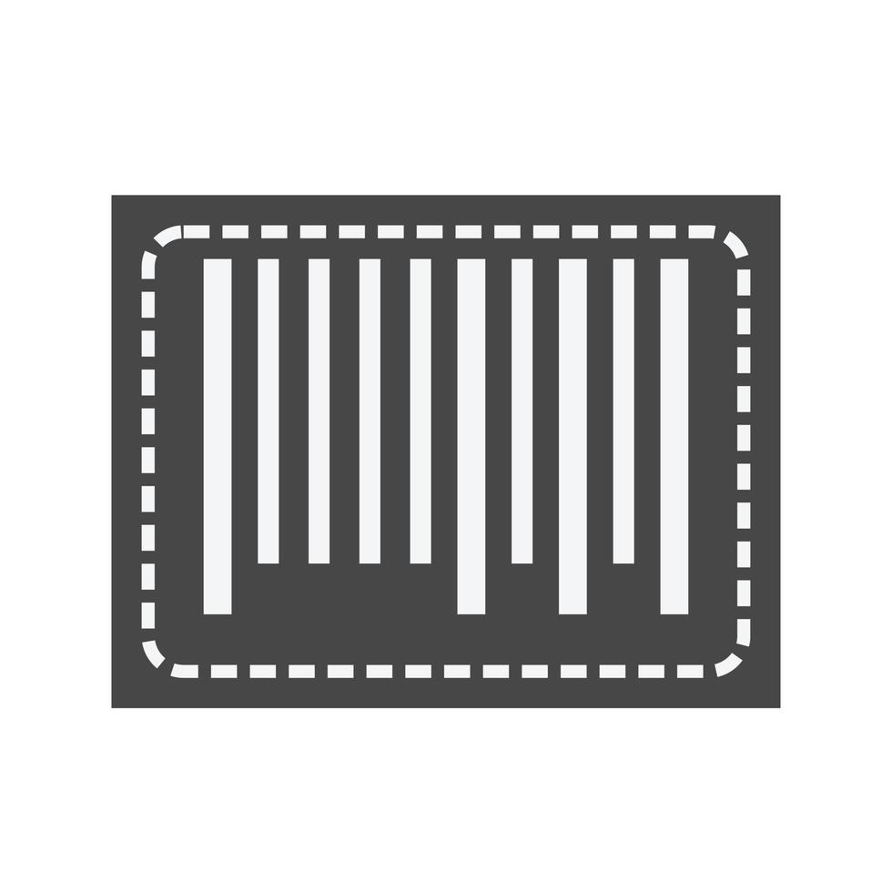 ícone de escala de cinza plano de código de barras de corte vetor