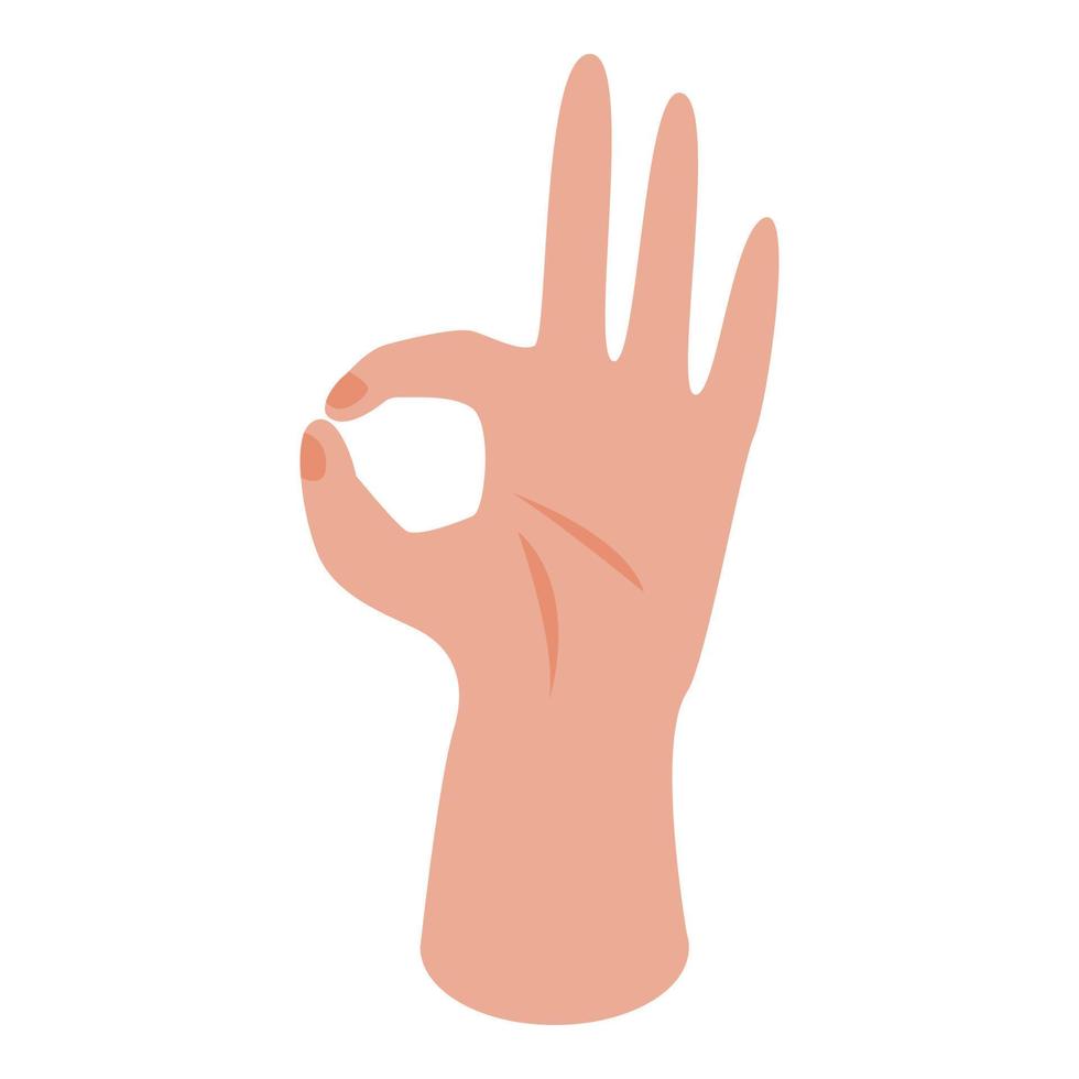 ok ícone de gesto de mão, estilo isométrico vetor