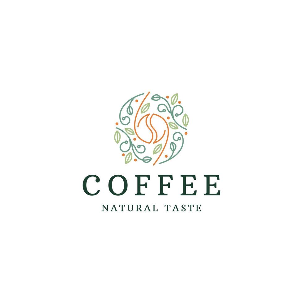 modelo de design de ícone de logotipo de café natural vetor plano