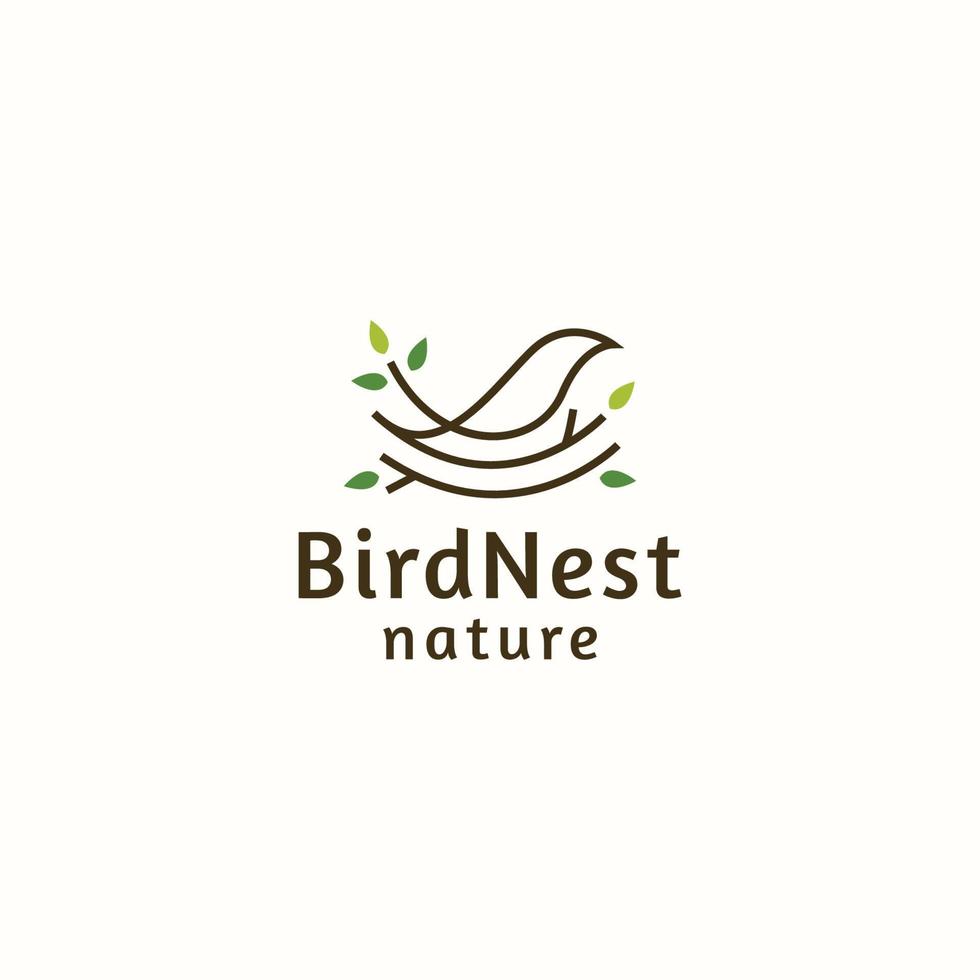 modelo de design de ícone de logotipo de ninho de pássaro vetor plano