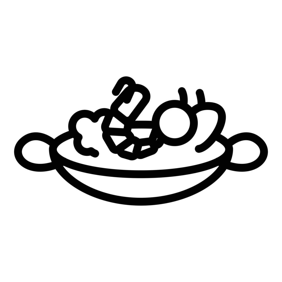 ícone de camarão quente do menu wok, estilo de estrutura de tópicos vetor