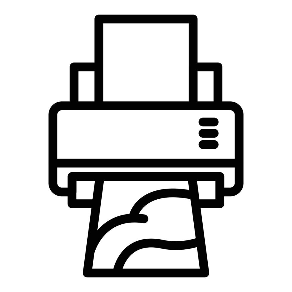 ícone da máquina de impressão, estilo de estrutura de tópicos vetor