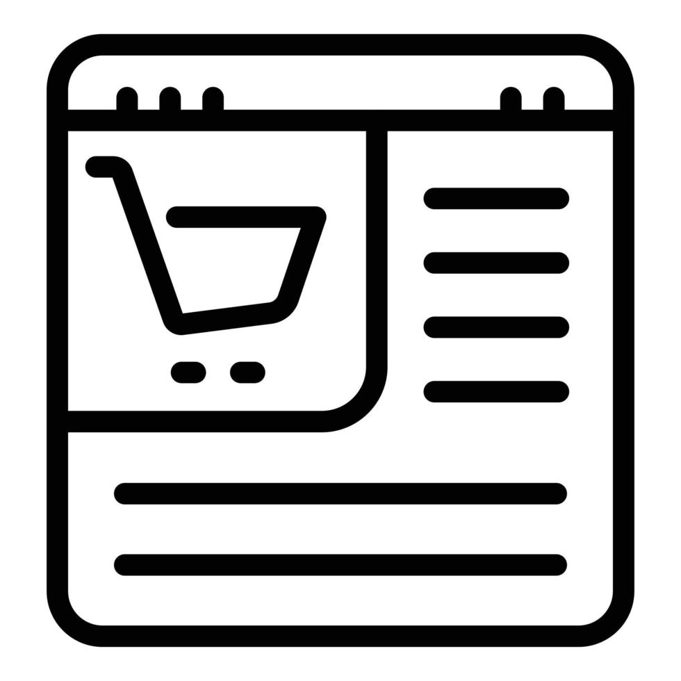 ícone de compra online, estilo de estrutura de tópicos vetor