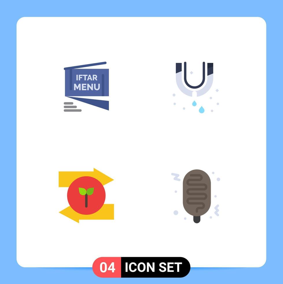 pacote de interface do usuário de 4 ícones planos básicos de iftar seta roza elementos de design de vetores editáveis à direita mecânica